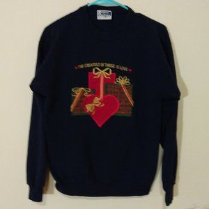 The Greatest Gift is Love M Medium Sweatshirt navy stitched